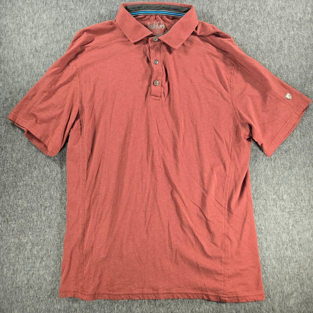 Kuhl Kuhl Dry Polo Mens Large Brazen Sundried Tomato Organic Cotton Blend Gorp